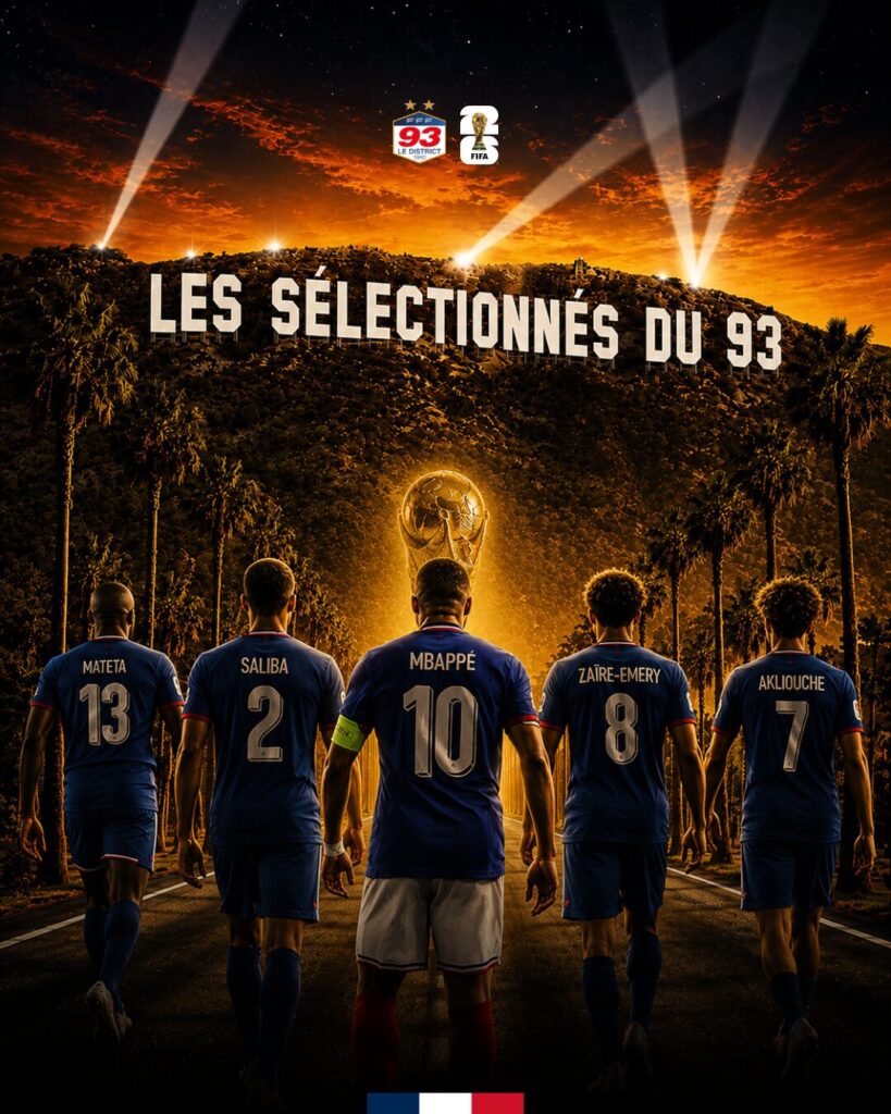 Création graphique Connected Sports Club mettant à l'honneur les footballeurs du 93 sélectionnés pour la Coupe du Monde 2026