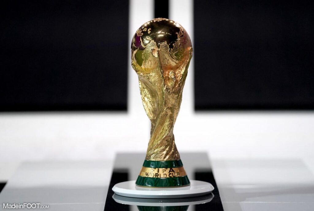Trophée de la Coupe du Monde de la FIFA 2026 illustrant l'excellence dans la communication sportive